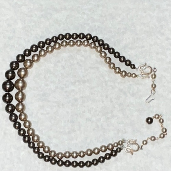 Vintage Japan Two Row Faux Pearl Necklace Graduated Faux Pearls Adjustable - Picture 3 of 15